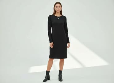 czarna sukienka z długim rękawem sinsay: Sinsay, Sukienka damska, rozmiar S — 6