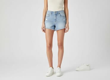 krótkie spodenki z wysokim stanem jeansowe: H&M, Szorty damskie, rozmiar S — 1