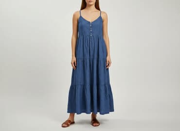 sukienki maxi na wesele niebieska: Sukienka damska, rozmiar S — 6