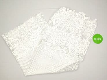Home Decor: Biała tkanina siatkowa z koronkowym wzorem. Materiał charakteryzuje — 4