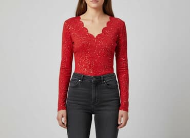 czerwona bluzki wieczorowe: Bluzka damska, rozmiar S — 1