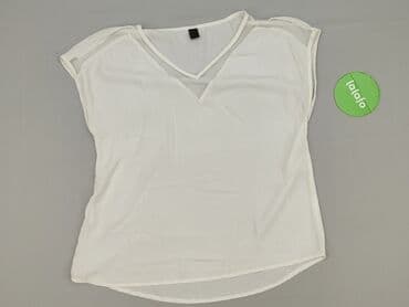 biała bluzka z dekoltem v: Women's blouse, size L — 3