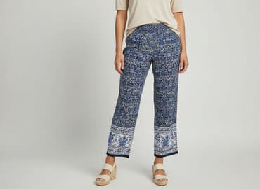 szerokie spodnie do kolan: Canda, Material trousers for women, size L — 1