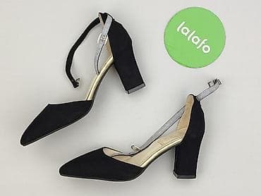 klapki krowy: Czółenka damskie na słupku, rozmiar 34. - Kolor: czarny z detalami w — 3