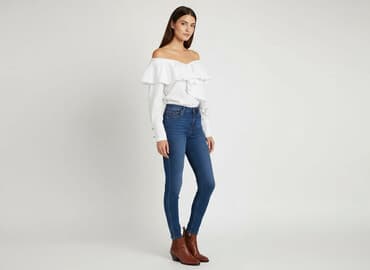 biala bluzka na jedno ramie: Pakuten, Bluzka damska, rozmiar S — 1