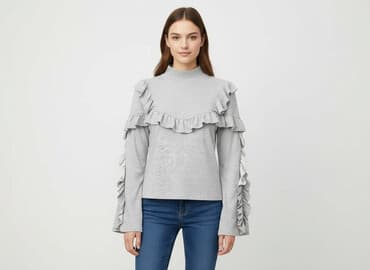 szara bluzka h m: H&M, Bluzka damska, rozmiar S — 6