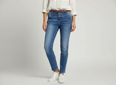 spodnie jeansy z wysokim stanem: Denim, Jeansy damskie, rozmiar M — 1