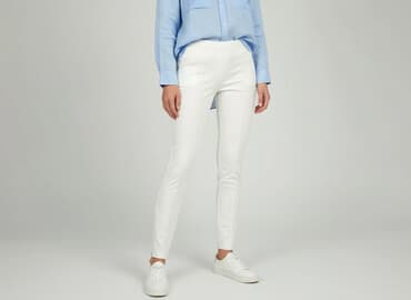 biale szerokie jeansy: Selected Femme, Spodnie materiałowe damskie, rozmiar S — 6