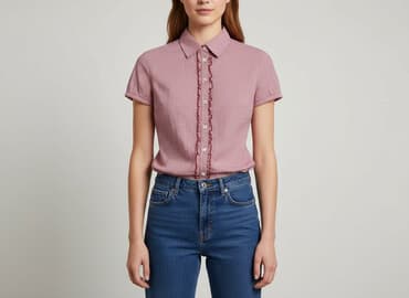 bluzki w kratkę czerwona: H&M, Women's blouse, size L — 1