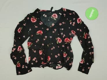 bluzka czarna z dekoltem v: H&M, Women's blouse, size 2XS — 3