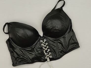 biustonosz do sukienek z odkrytymi plecami: Czarny top biustonoszowy z efektem skóry, typu longline - Model z — 1