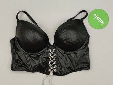 biustonosz do sukienek z odkrytymi plecami: Czarny top biustonoszowy z efektem skóry, typu longline - Model z — 2