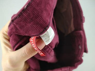 bordowe woskowane spodnie: Spodnie materiałowe damskie, S — 4