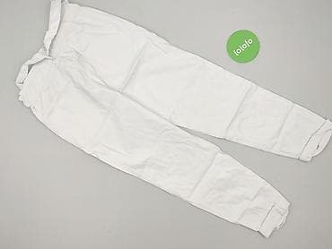 jeansy modelujące: Białe damskie spodnie z wiązaniem w pasie i aplikacją kwiatu - Krój — 3