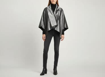 klapki z futerkiem firmowe: Ponczo damskie, rozmiar One size — 5