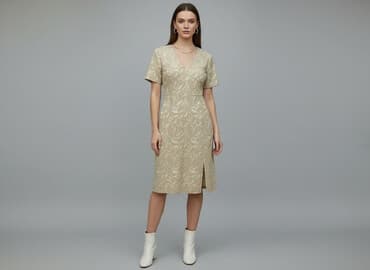 sukienki beżowe midi: Sukienka damska, rozmiar M — 6