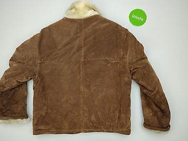 leather: Męska kurtka zimowa typu shearling - Kolor: ciepły brąz - Materiał — 3