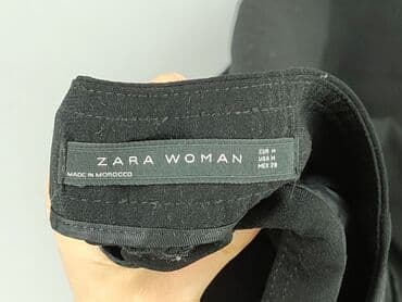 czarne satynowe spodnie zara: Zara, Spodnie materiałowe damskie, rozmiar M — 5