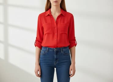 piękne czerwone sukienki na wesele: Bluzka damska, rozmiar XS — 7