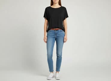 czarne bluzki siateczka: T-shirt damski, rozmiar L — 6