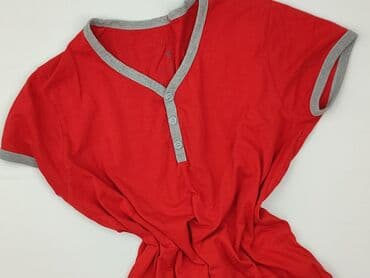 czerwona bluzki z dekoltem v: FSBN, T-shirt damski, rozmiar S — 2