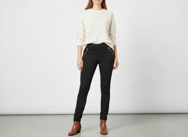 joggery damskie czarne allegro: Yessica, Spodnie materiałowe damskie, rozmiar S — 7