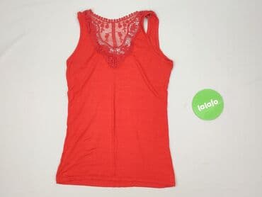 czerwona bluzka z dekoltem v: Bluzka damska, rozmiar S — 4