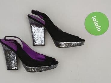 czarne sandały na obcasie allegro: Sandały damskie, 41 — 3