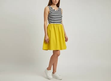 sukienka w kolorowe paski: Sukienka damska, rozmiar S — 1