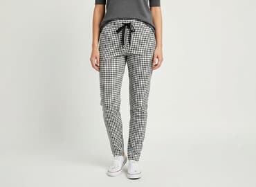 spodnie w kratę piżama pepco: Spodnie materiałowe damskie, rozmiar S — 6