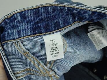 krótkie jeansowe spodenki z wysokim stanem: Denim, Szorty damskie, rozmiar S — 5