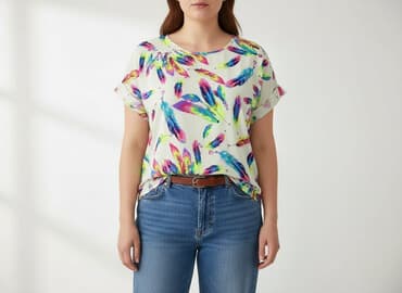 koszula damska z piórami: Футболка жіноча, розмір XL — 1