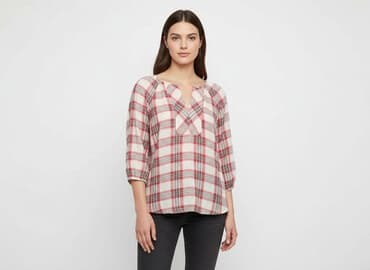 bluzki w kratkę czerwona: Women's blouse, size M — 1