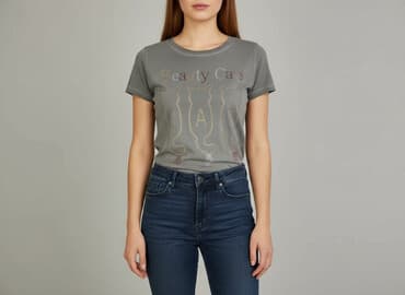 ubrania z kotami: T-shirt damski, rozmiar S — 1