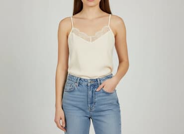 koszulka na ramiaczkach z koronka: Top damski, rozmiar S — 1