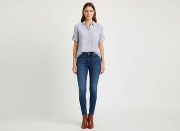 koszula damska w niebieskie paski: H&M, Women`s shirt, size M — 1