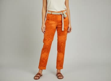 spodnie hello kitty pomarańczowe: Spodnie materiałowe damskie, rozmiar S — 7