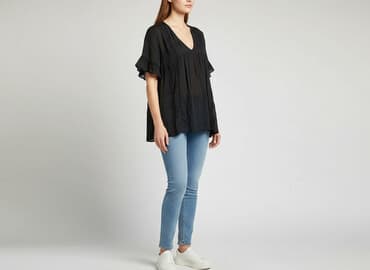 czarne bluzki rekaw 3 4: Bluzka damska, rozmiar M — 6