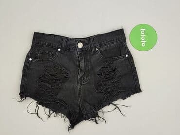 czarne krótkie spodenki z dziurami: Denim, Szorty damskie, rozmiar S — 2