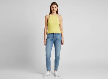 bluzki prążkowane białe: Top damski, rozmiar S — 6