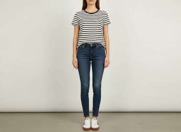 t shirty w biało czarne paski: T-shirt damski, rozmiar S — 1