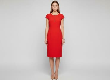 czerwona ołówkowa sukienki wieczorowa elegancka: CAMAIEU, Sukienka damska, rozmiar S — 6