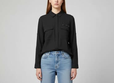 czarne spodnie i koszula: Sinsay, Koszula damska, rozmiar S — 1