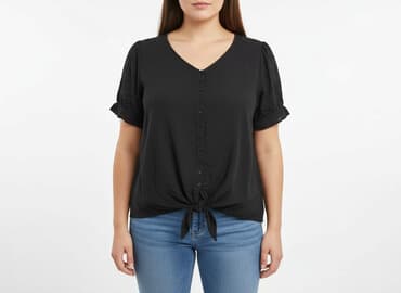 czarne bluzki dekolt v: Triangle, Bluzka damska, rozmiar 2XL — 6