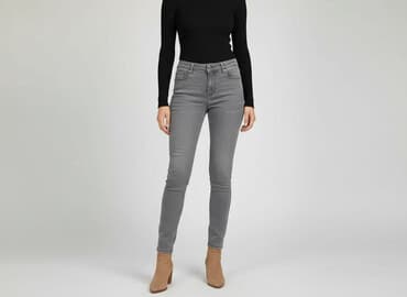 szare jeansy damskie stylizacje: Jeansy damskie, rozmiar S — 7