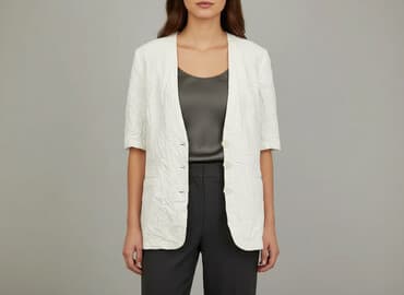 białe t shirty damskie pod marynarkę: Marynarka damska, rozmiar M — 5