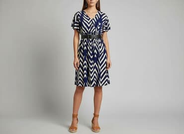 sukienka w kolorowe paski pionowe: Sukienka damska, rozmiar M — 6