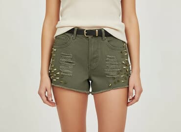 spodenki jeansowe z wysokim stanem pull and bear: Bik Bok, Szorty damskie, rozmiar XS — 7