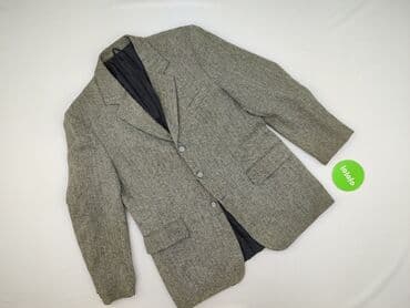 jaka koszula do szarej marynarki: Męska marynarka wełniana w odcieniu szaro-zielonym z delikatnym — 2