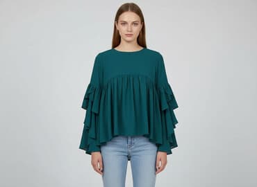 szmaragdowa bluzki damskie: Bluzka damska, rozmiar S — 6